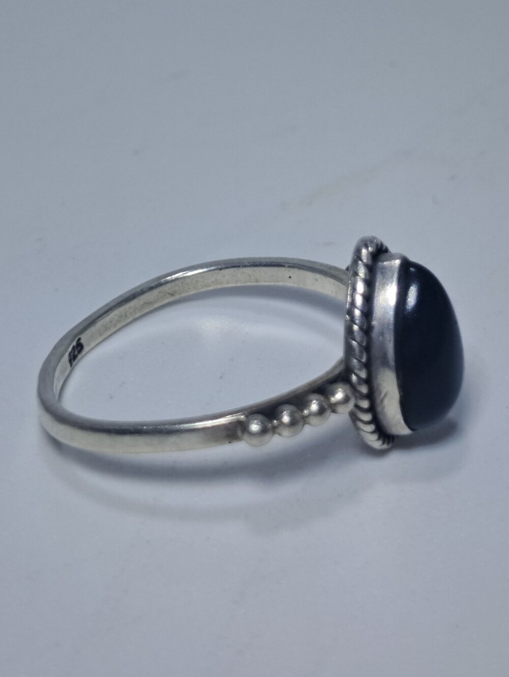 Sterling Silver Black Onyx Teardrop Ring Size 6.5 - Picture 2 of 6